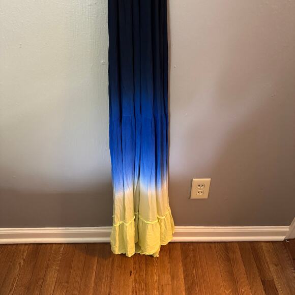 YOUNG FABULOUS AND BROKE Blue and Yellow Ombre Halter Maxi Dress Size Medium - Picture 3 of 9